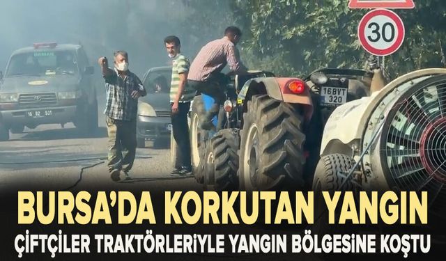 Çiftçiler traktörleriyle yangın bölgesine koştu