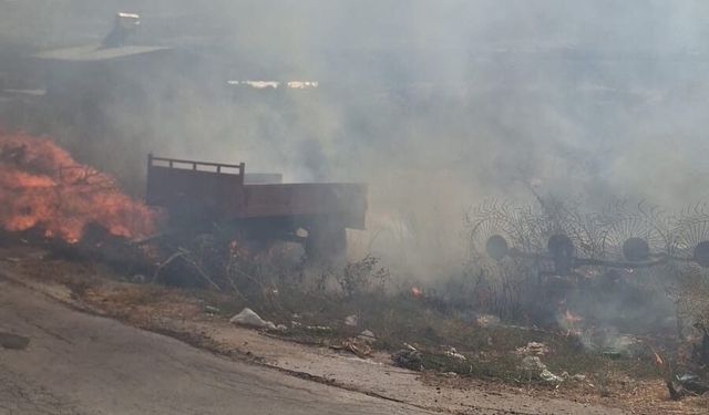 Buldan'da otluk alanda çıkan yangın büyümeden kontrol altına alındı
