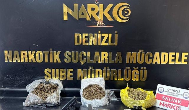 Denizli'de 3 kilo 25 gram skunk ele geçirildi