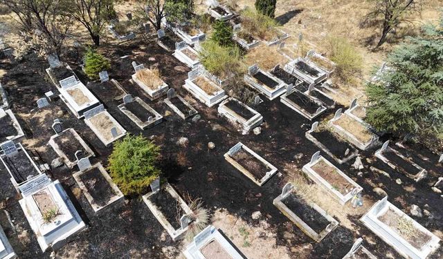Eskişehir'de mezarlar alevler içinde kaldı