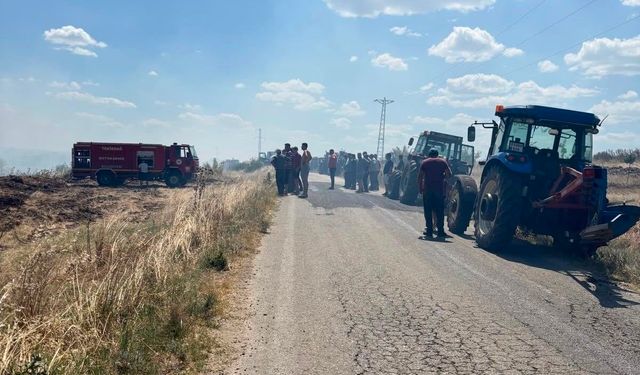 Tekirdağ'da anız yangınında 150 dönüm alan zarar gördü