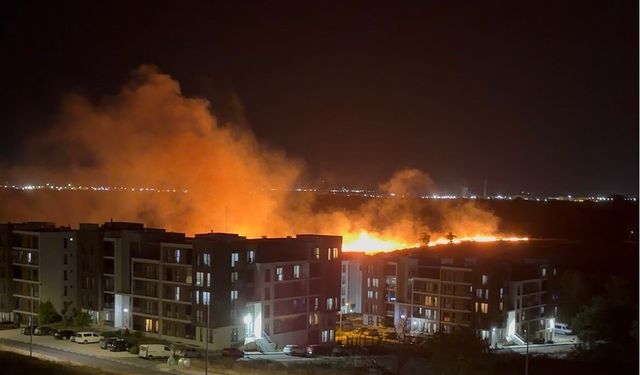 Tekirdağ'da korkutan yangın: Alevler geceyi aydınlattı