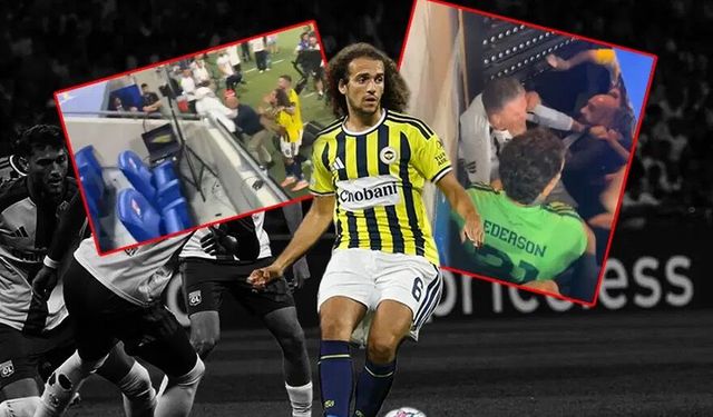 Lyon-Fenerbahçe maçı bitti, saha içi karıştı. Guendouzi'ye saldırı girişimi