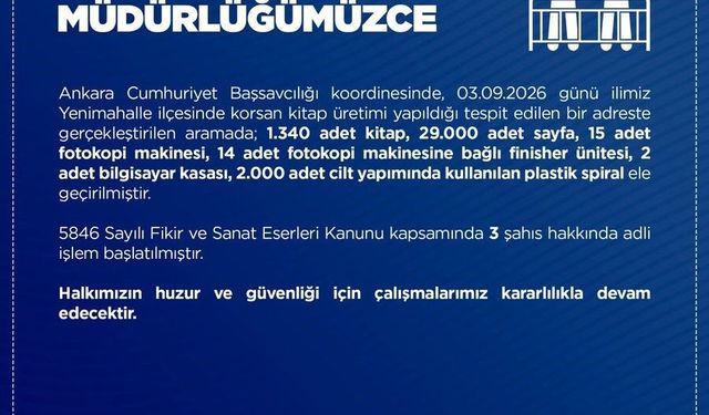 Ankara'da bin 340 adet korsan kitap ele geçirildi
