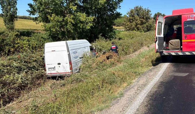 Gönen'de kontrolden çıkan panelvan sarmaşıkların arasına girdi