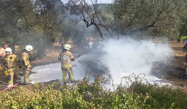 Kontrolden çıkan otomobil tarlada yandı: 1 ölü, 1'i çocuk 5 yaralı