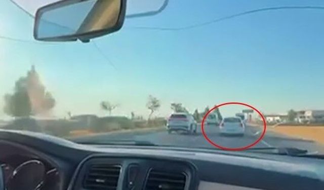 Makas atan sürücü trafiği tehlikeye attı