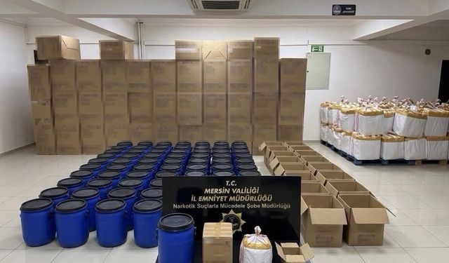 Mersin'de uyuşturucu operasyonu: 6 milyon boş kapsül ve 1 ton 250 kilo ham madde ele geçirildi