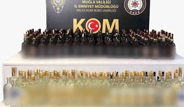 Milas'ta araçtan 144,7 litre kaçak içki çıktı