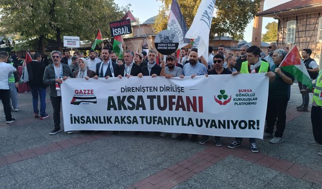 Bursa’da Filistin için tek yürek oldular: “Özgür Filistin” çağrısı