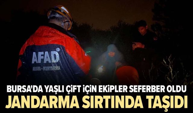 Bursa'da yaşlı çift için ekipler seferber oldu: Jandarma sırtında taşıdı