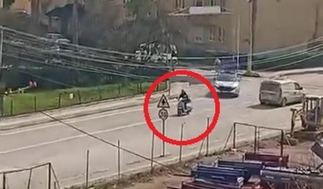 Polis ile ehliyetsiz motosiklet sürücüsünün kovalama anı kamerada