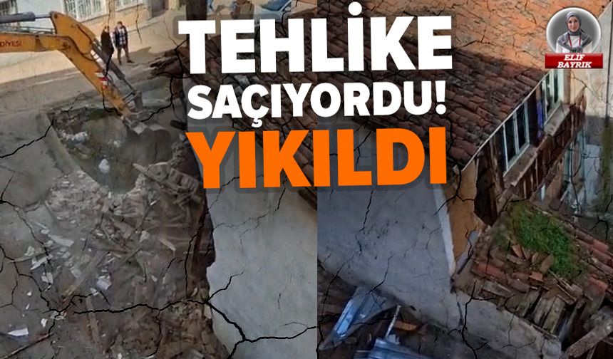 Bursa'da tehlike arz eden metruk bina yıkıldı!