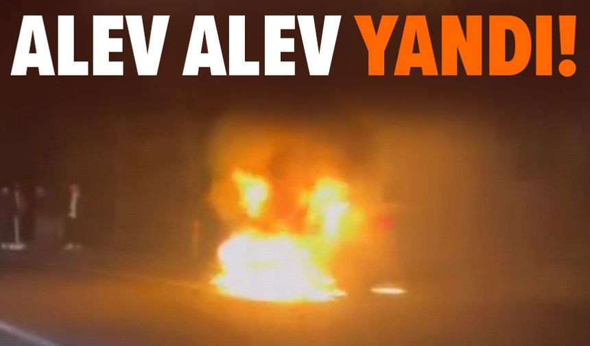 Bursa'da otomobil alev alev yandı
