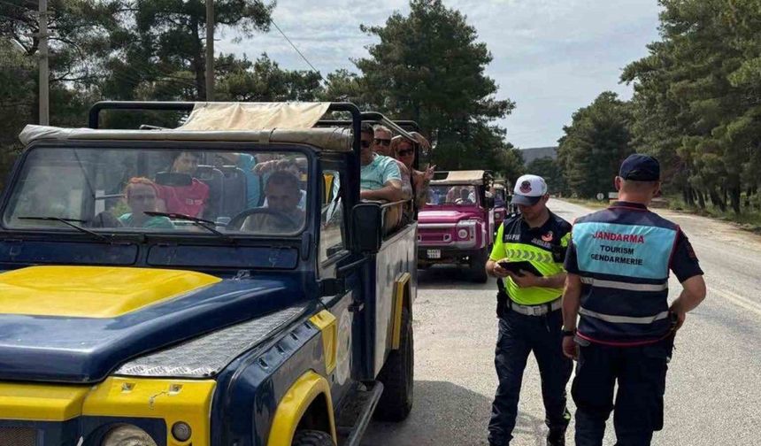 Marmaris’te Jeep Safari araçlarına Jandarma denetimi