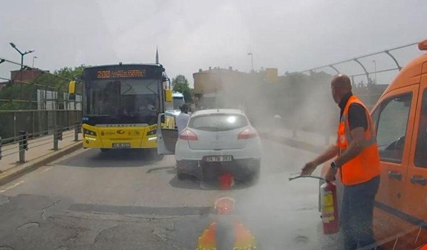 Bıçaklı sürücüye yangın tüpüyle müdahale