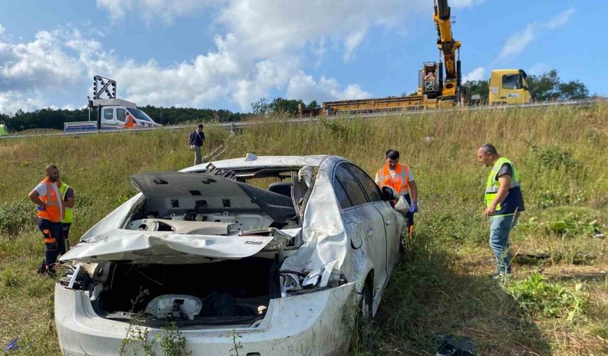 Kuzey Marmara Otoyolu’nda otomobil şarampole uçtu: 8 yaralı