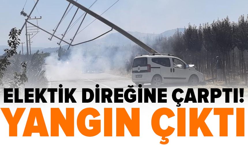 Bursa'da hafif ticari araç elektrik direğini yerle bir etti