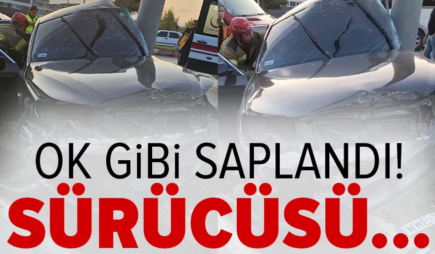 Bursa'da direğe çarpan aracın sürücüsü ağır yaralandı