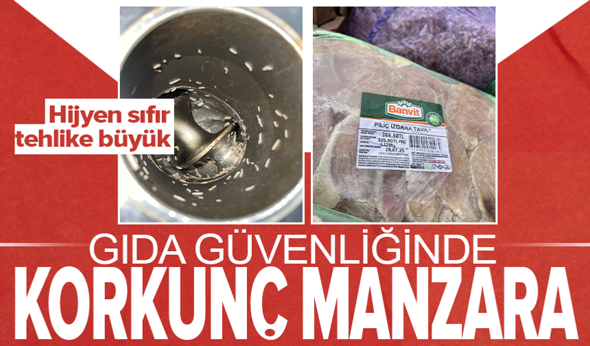 Hijyenik olmayan şarküterinin makinelerinde mide bulandıran görüntüler