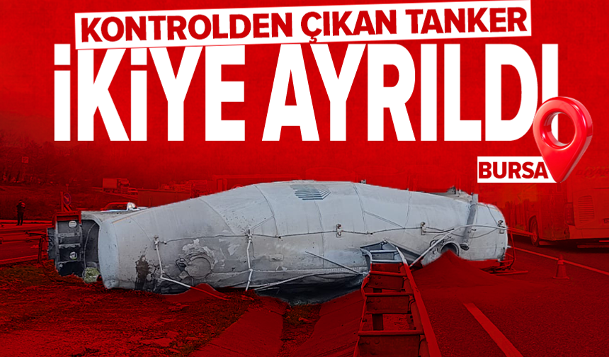 Bursa'da kontrolden çıkan beton tankeri devrildi : Sürücü ağır yaralı