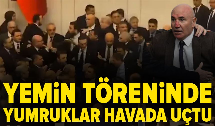 Meclis'te yemin krizi: Muhalefet kürsüyü işgal etti, Mahmut Tanal'ın burnu kanadı