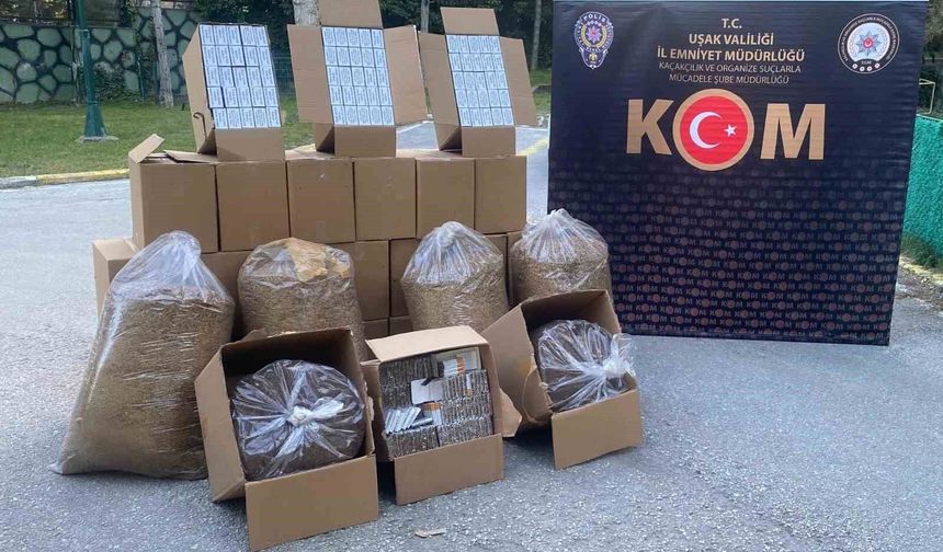 Uşak'ta çok sayıda kaçak makaron ve tütün ele geçirildi