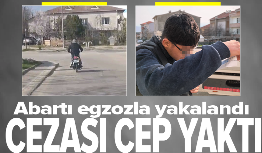 Abartı egzoz ile dolaştı, 58 bin lira ceza yiyince, 'Devlet yakalar' mesajı verdi