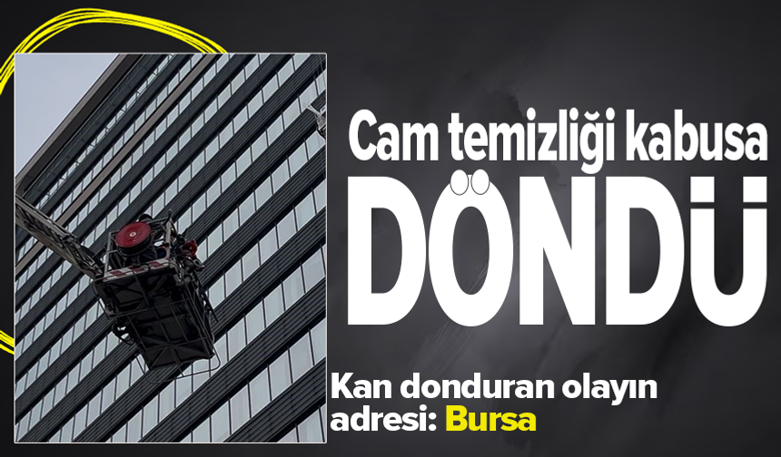 Dış cephede cam silerken asansör sistemi arıza yapınca mahsur kaldılar