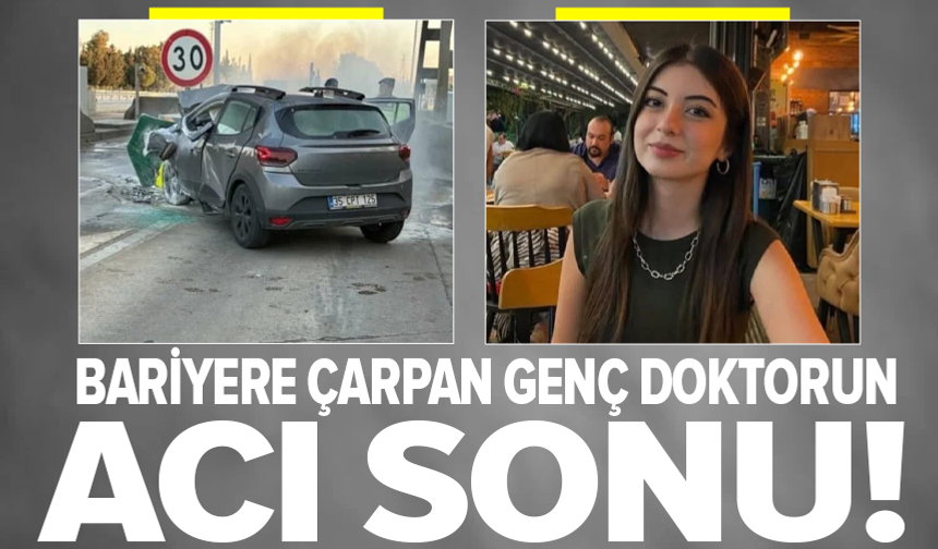 Bariyerlere çarpıp yanan otomobilin sürücüsü öldü