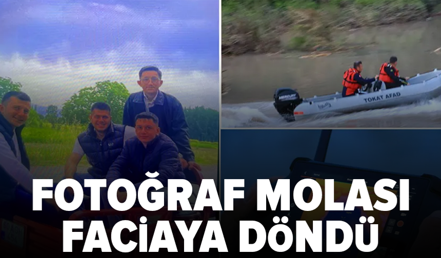 Fotoğraf çektirmek isterken Kelkit Çayı’na düştüler