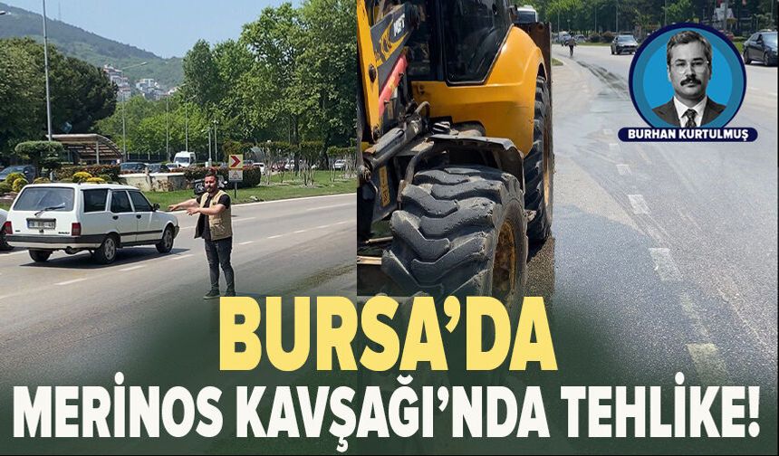 Bursa’da Merinos Kavşağı’nda tehlike! Yola dökülen yağ sürücülere zor anlar yaşattı