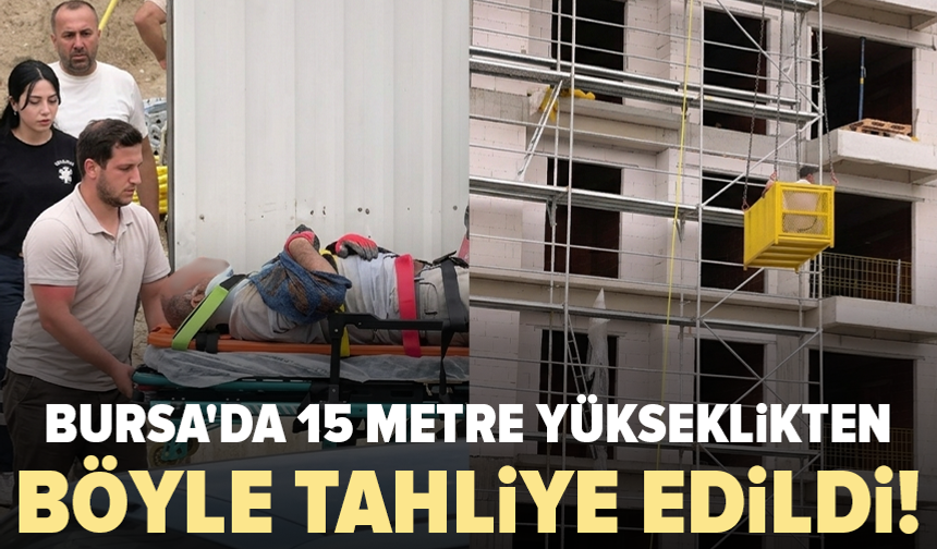 Bursa'da iş kazası: Yaralı işçi vinçle indirildi
