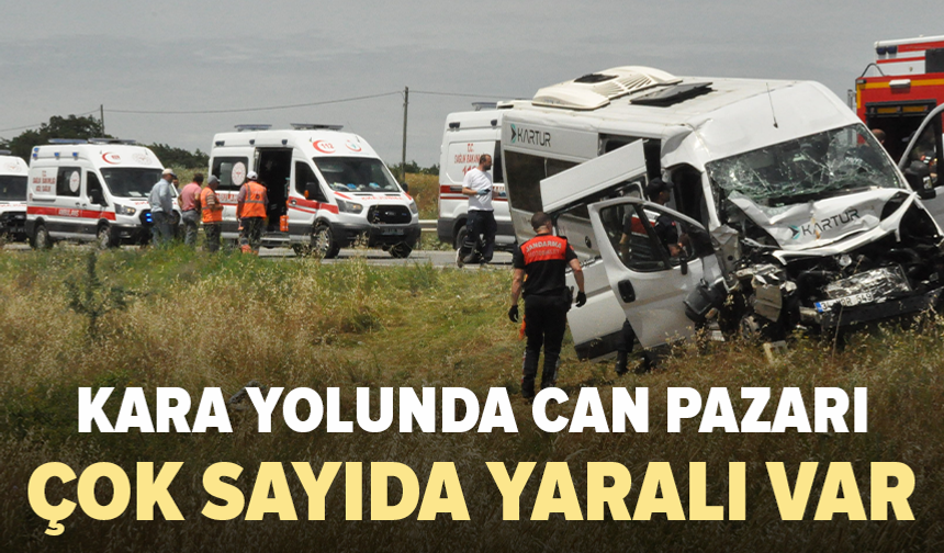 Yolcu minibüsü tıra çarptı: 16 yaralı!
