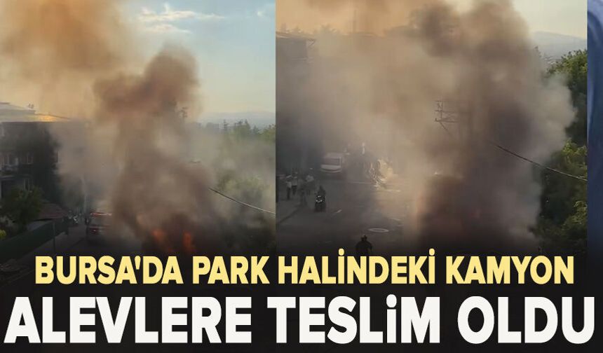 Bursa'da park halindeki kamyon alevlere teslim oldu