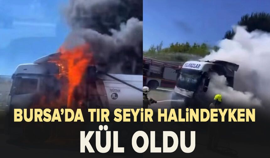 Seyir halindeyken alev alan tır kül oldu