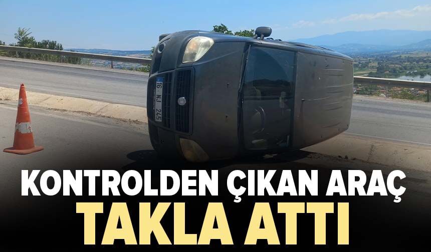 Kontrolden çıkan araç takla attı