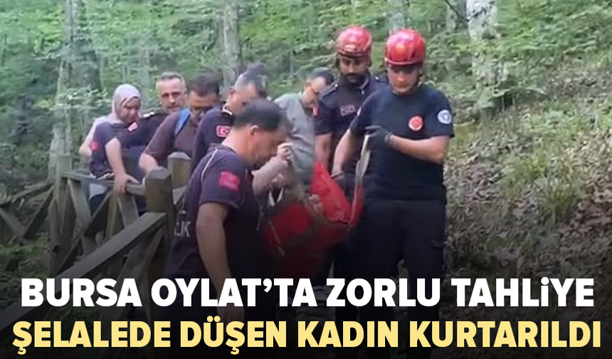 Bursa’da Oylat Şelalesi’nde mahsur kalan kadın kurtarıldı