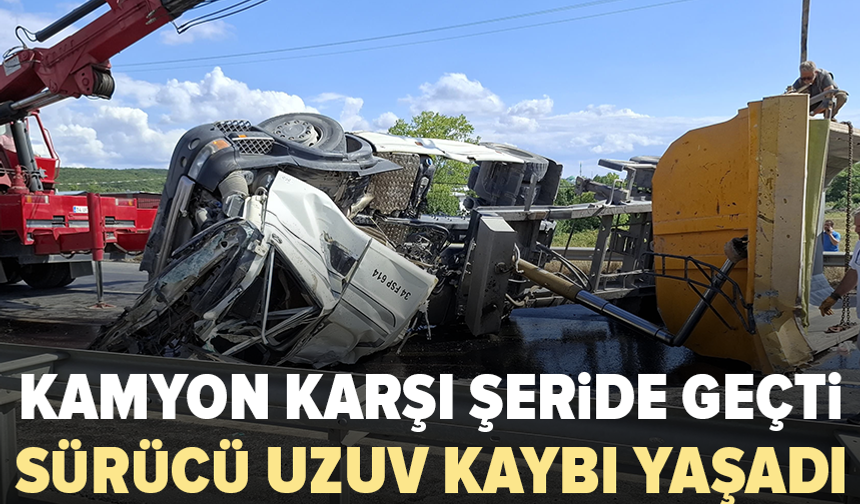 Takla atan hafriyat kamyonunda sürücü ağır yaralandı