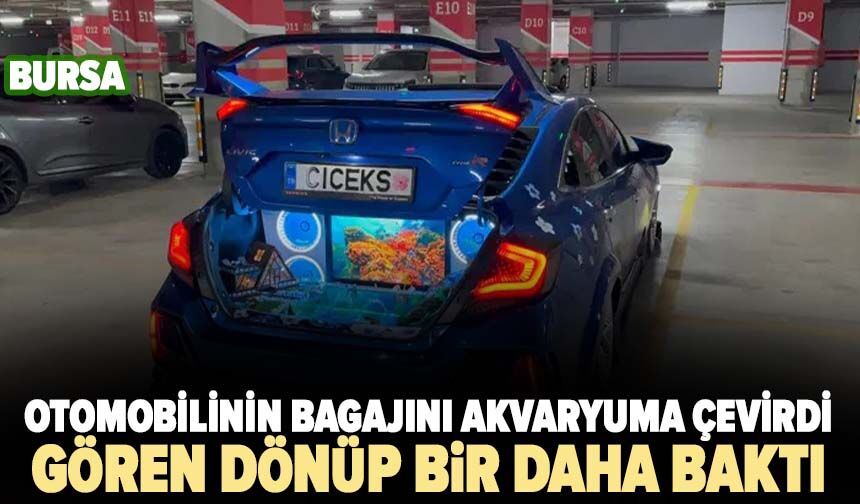 Bursa’da gören dönüp bir daha baktı! Otomobilinin bagajını akvaryuma çevirdi