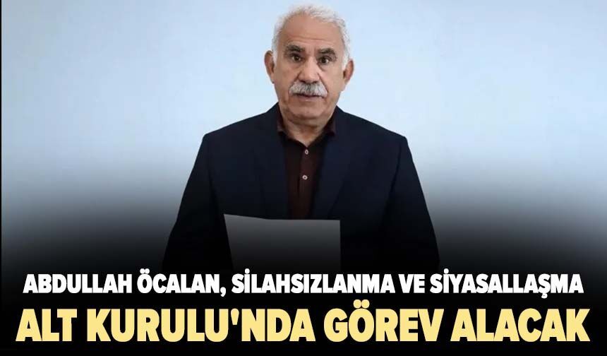 Abdullah Öcalan, Silahsızlanma ve Siyasallaşma Alt Kurulu'nda görev alacak