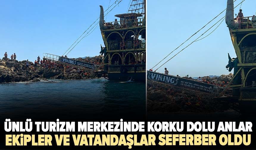 Ünlü turizm merkezinde korku dolu anlar! Ekipler ve vatandaşlar seferber oldu