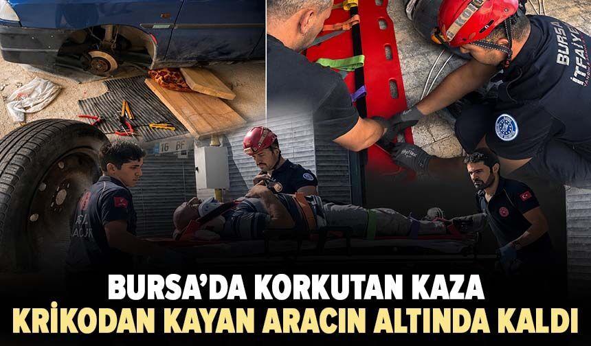 Bursa'da korkutan kaza! Krikodan kayan aracın altında kaldı