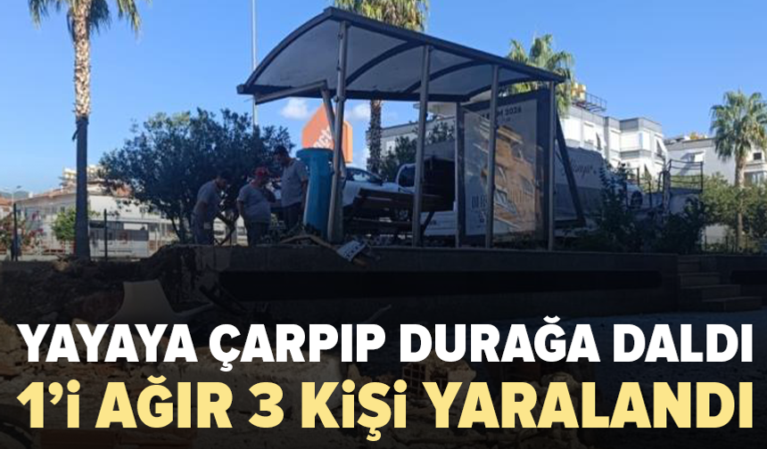 Önce yayaya çarptı, ardından durağa daldı: 3 yaralı