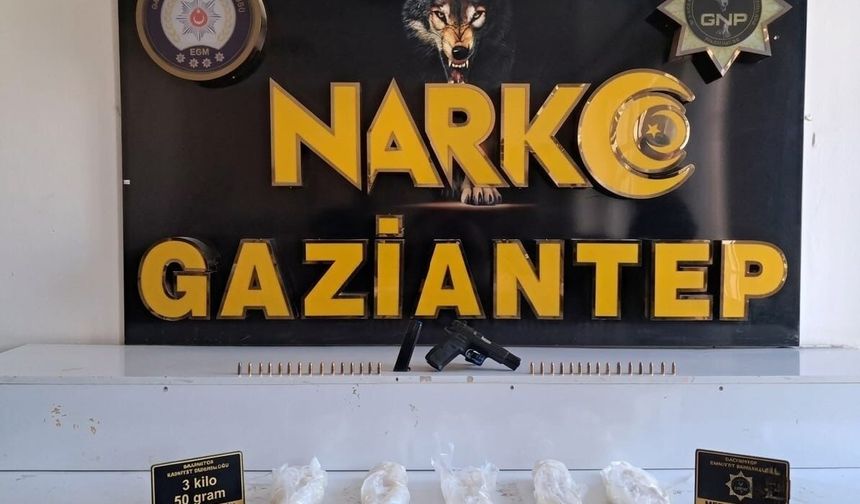 Gaziantep'te 3 kilo metamfetamin ele geçirildi: 1 gözaltı