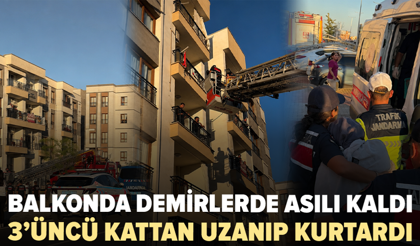 Diyarbakır’da balkonda asılı kalan kadını alt kattaki kişi kurtardı