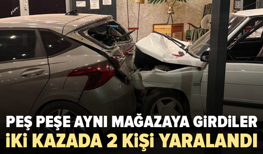 Adana’da şaşkına çeviren kaza: İki otomobil aynı mağazaya girdi