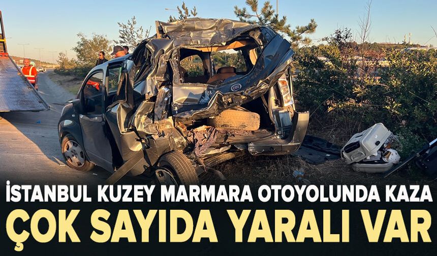 İstanbul Kuzey Marmara Otoyolu'nda seyir halindeki tır, hafif ticari araca çarptı : 6 yaralı