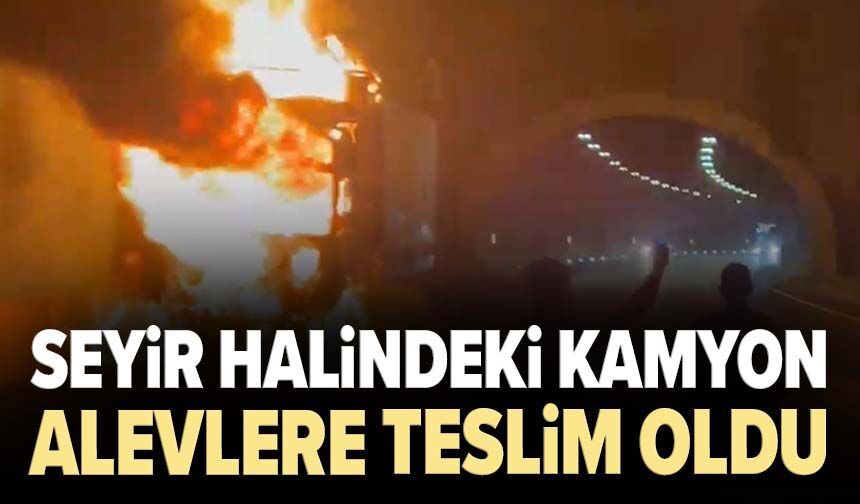 Otoyolda korkutan yangın! Seyir halindeki kamyon alevlere teslim oldu