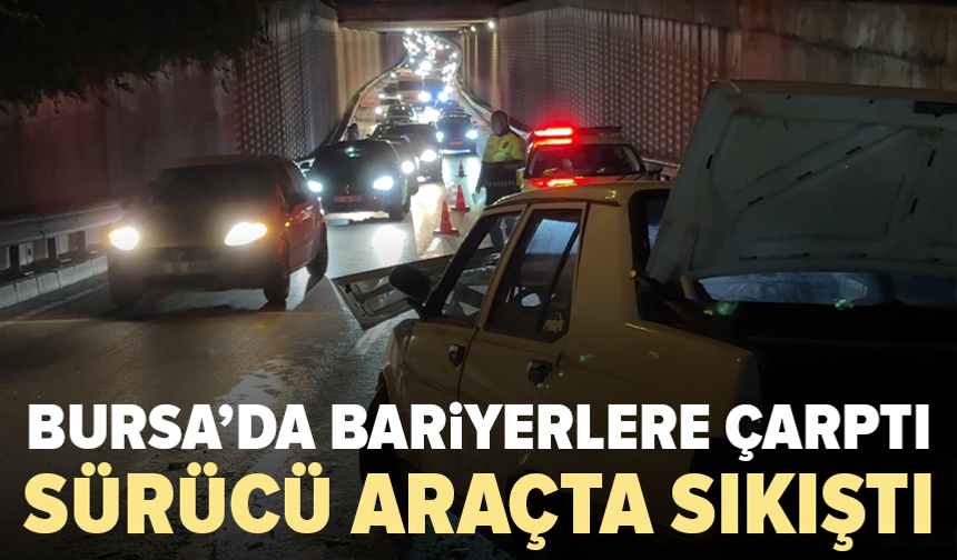 Bursa’da bariyerlere çarpan araçta 2 kişi yaralandı